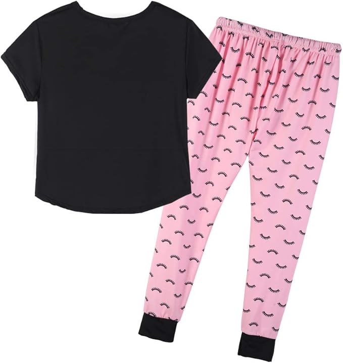YIJIU Women's Summer Cute Cartoon Print Top and Pant Pajama Set Lounge Sleepwear