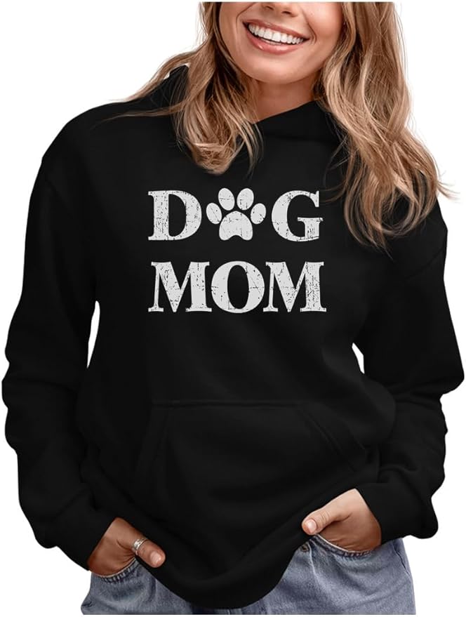 Tstars Dog Mom Hoodie for Women and Teen Girls - Dog Lover Hoodies with Paw Print - Gift for Fur Moms and Pet Owners