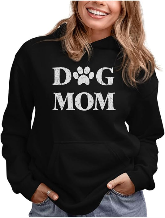 Tstars Dog Mom Hoodie for Women and Teen Girls - Dog Lover Hoodies with Paw Print - Gift for Fur Moms and Pet Owners