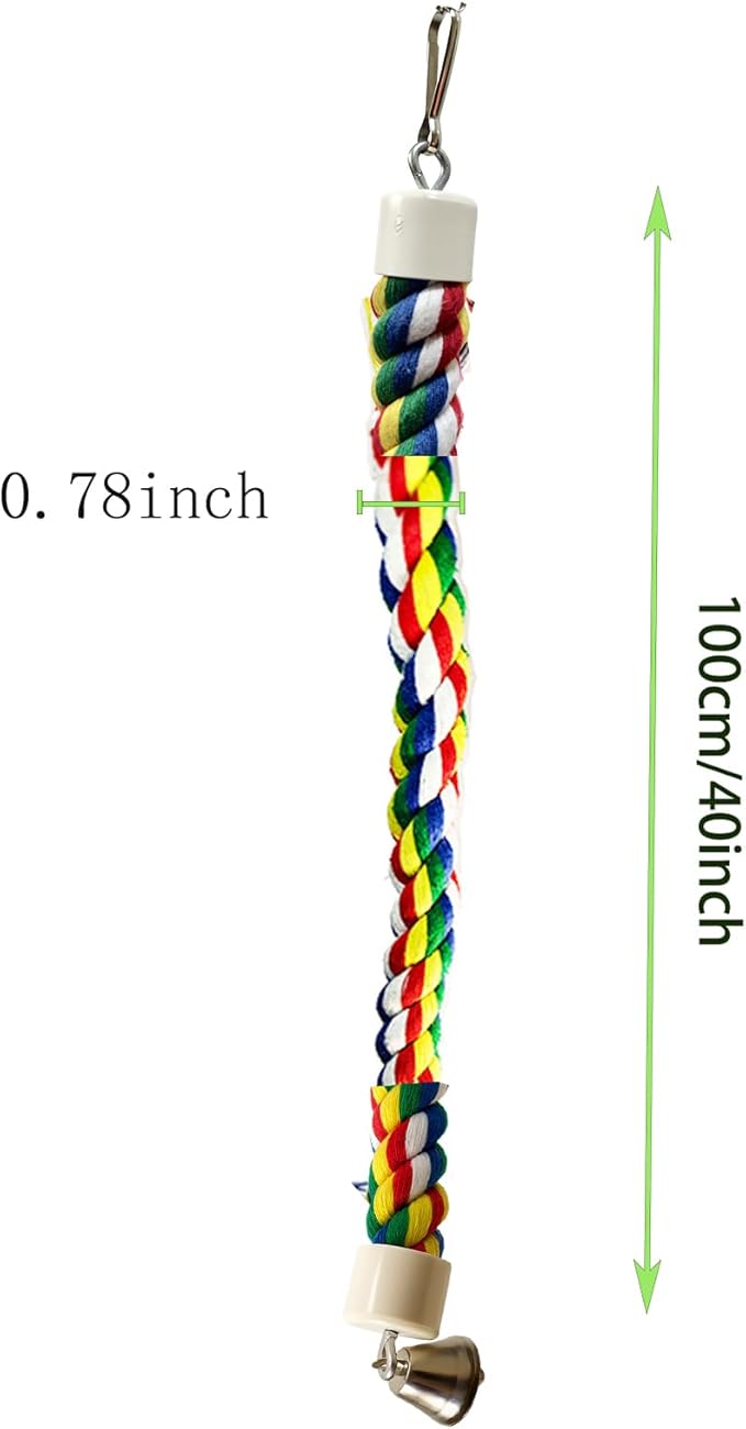 Bird Rope Perch & Birds Swing Set - Bird cage Accessories, 40‘’ Rope perches for Conures, Parrots,Cockatiel,Lovebird,Budgerigar,Parakeet perches for cage,Birds perches