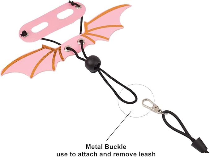 Adjustable Lizard Harness and Leash Set with Wings 3 Pack S M L Soft Leather Reptile Costume Accessories for Bearded Dragon Chameleon Guinea Pig Small Animals Black