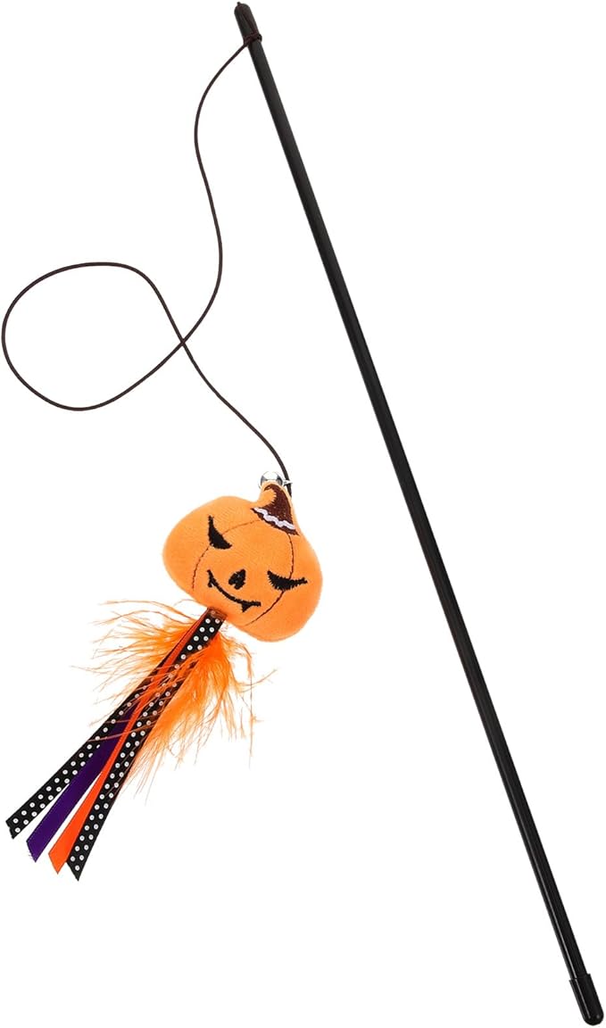 BESTOYARD Halloween Cat Wand Toys, Interactive Cat Teasing Stick Multifunctional Wand Toy Kitten Stick Funny Pet Launcher