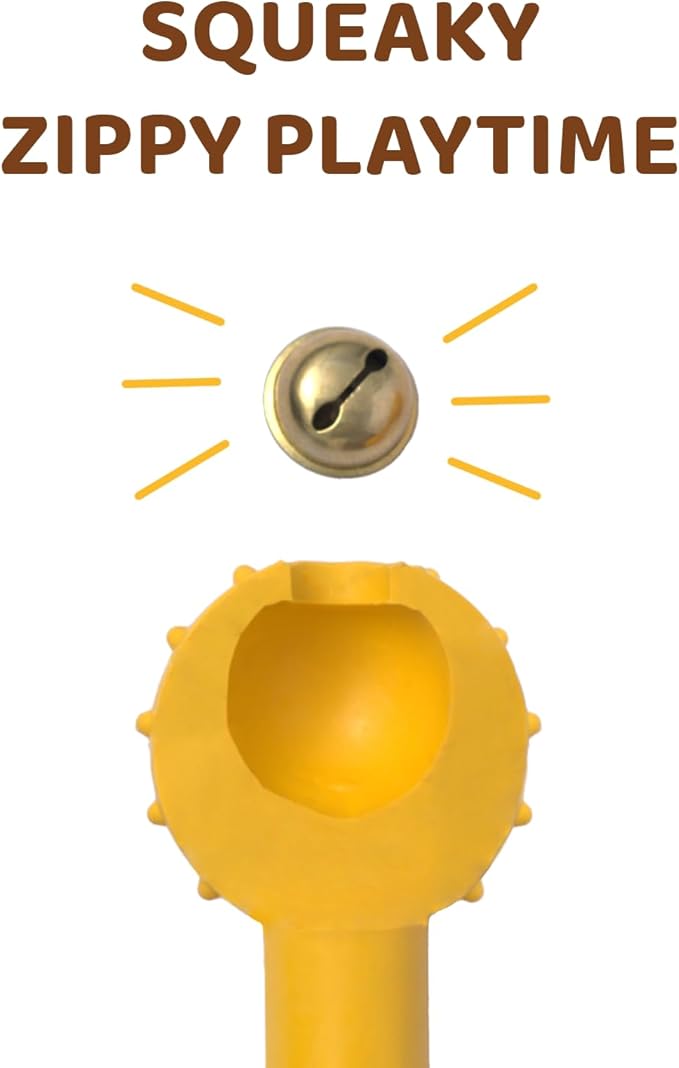 Pup's Pick Dog Chew Toy with Bell - Squeaky Chew Toys for Aggressive Chewers, Natural Rubber Puppy Chew Toys for Teething, Medium and Small Breeds Indestructible Dog Toy, Teething Toys for Puppies