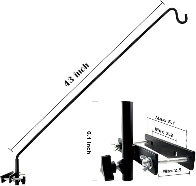 MIXXIDEA Extended Fence Deck Hook Rail Heavy Duty Bird Feeder Hook, Adjustable Plant Bracket for Bird Feeders, Planters, Suet Baskets, Lanterns, Wind Chimes and More
