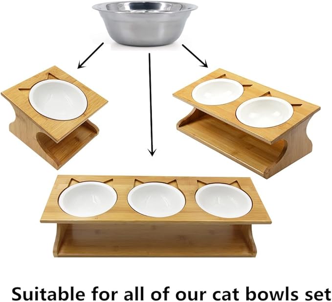 2Pcs Replaceable Bowls Stainless Steel for Cat Bowls Elevated Pet Bowls (Stainless Steel, Replaceable Bowl)