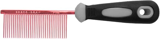 Resco Professional Anti-Static Dog, Cat, Pet Comb for Grooming, Steel Pins, Fine Tooth Spacing, Candy Red
