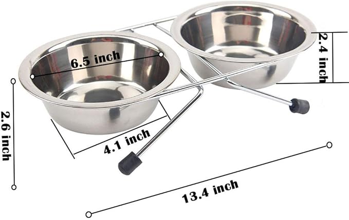 Elevated Dog Cat Food and Water Bowls, Stainless Steel Raised Pet Dish Feeder Retro Iron Elevated Stand for Dogs and Cats (Large)