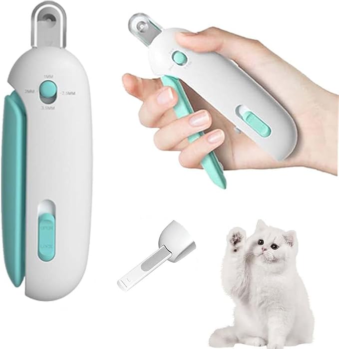 Pet Nail Clipper for Cats - Gentle Round-Hole, Adjustable Claw Clippers Trimmer with Dust Storage, Hidden Nail File, Safe Pet Claw Clipper Grooming Tool
