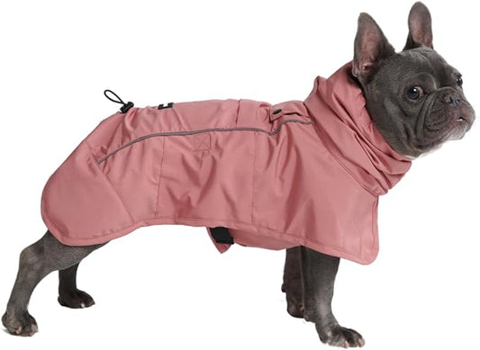 Spark Paws Dog Raincoat, Waterproof Windproof Rain Jacket, for Small Medium Large Extra Large Dogs, Reflective Breathable Full-Body Coverage Dry Suit - Sea Pink, L