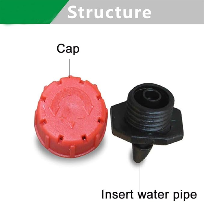 100Pcs1/4Inch Adjustable Irrigation Drippers Sprinklers Watering Sprinklers Anti-Clogging Emitter Dripper Red Garden Supplies