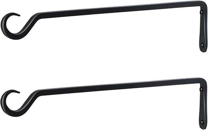 16 inch Plant Hanger, Sturdy Hanging Plant Bracket Outdoor, Hanging Plant Wall Hook Heavy Duty, for Hanging Bird Feeders, Planters, Lanterns, Wind Chimes, Indoor/Outdoor Use, Black, Set of 2
