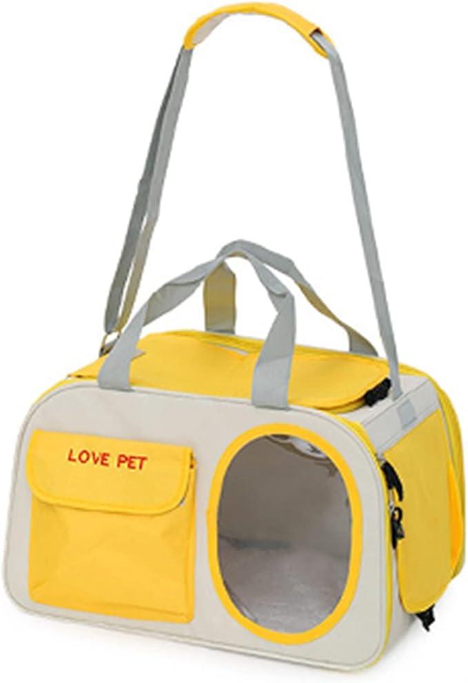 Pet Carrier for Small Cats Dogs, Dog Carrier Travel Bag with Adequate Ventilation, Locking Safety Zippers, Padded Shoulder and Carrying Strap (Yellow)