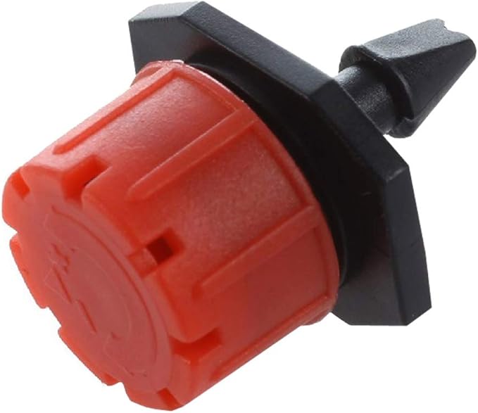 100Pcs1/4Inch Adjustable Irrigation Drippers Sprinklers Watering Sprinklers Anti-Clogging Emitter Dripper Red Garden Supplies