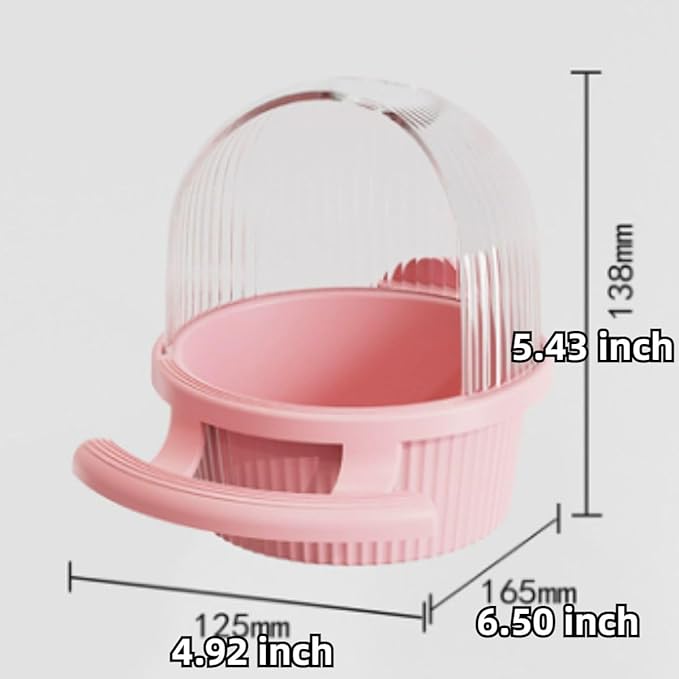 Bird Feeder for Cage – No Mess Feeder & Water Dispenser, Easy to Install and Clean, Semi-Enclosed Design Prevents Splashing (Pink)