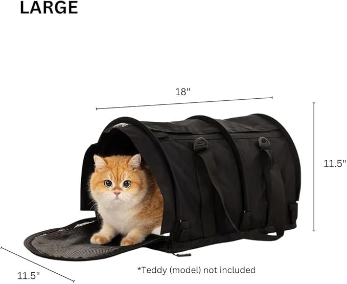 SturdiBag Pro 2.0 Pet Travel Carrier with Flexible Height for Cats and Dogs | Soft Sided Pet Carrier Bag with Safety Clips and Seatbelt Straps for Airplane or Car Travel | Large, Navy