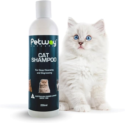 Petway Petcare Cat Shampoo, Anti Dandruff Shampoo for Deep Cleanse & Degreasing, Removes Excess Oils, Dirt and Dandruff, pH Balanced, Parabens & Sulfates Free, Cruelty Free, 8.5 Fl Oz