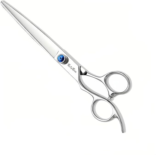 7.5inch Straight Dog Grooming Scissors, VG10 Stainless Steel Pet Grooming Shears, Professional Pet Trimming Scissor, Sharp Comfortable Ergonomic, for Rabbits Cats Dogs Hair Cutting Groomer or at Home