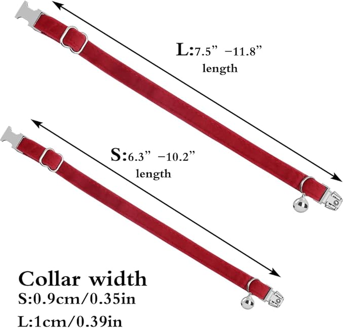 Personalized Cat Collar with Name Plate,Adjustable Tough Nylon Cat ID Collars with Bell,Customize Engraved Pet Name and Phone Number (Velvet Style D)