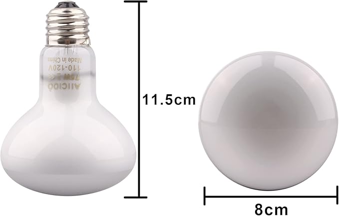 Aiicioo Reptile Basking Light Bulb - 75W Reptile Heat Lamp 2 Pack UVA Daylight Amphibians Basking Bulb for Bearded Dragon Turtle Hermit Crab Gecko Lizard Daylight