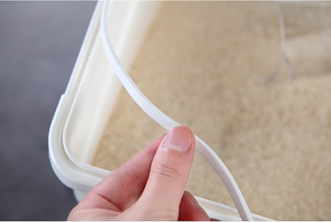 HANAMYA 25 Liter / 40 lbs Rice Storage Container with Measuring Cup, BPA free, For Rice | Grain | Pet Food | Flour, 1 count, White