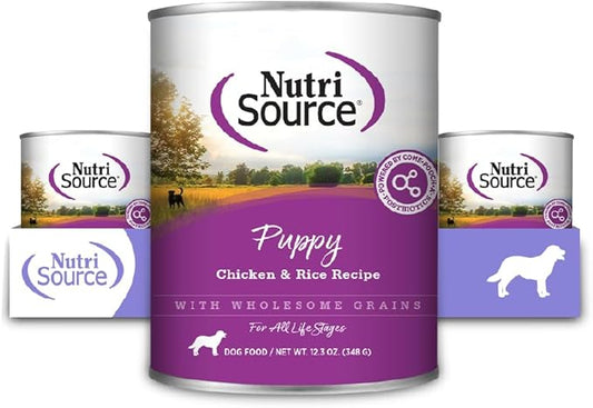 NutriSource Chicken & Rice Puppy Food, Premium Wet Dog Food, 12.3 Ounce (Pack of 12)