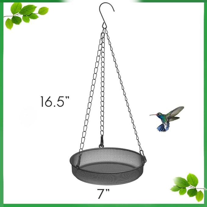 Hanging Bird Feeder, Birdfeeder Hanging for Garden Yard Outside Hanging Bird Feeder Tray - Metal Mesh Platform Feeders for Birds Outside Outdoors Hanging for Attracting Birds - Original