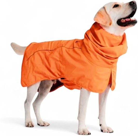 Spark Paws Dog Raincoat, Waterproof Windproof Rain Jacket, for Small Medium Large Extra Large Dogs, Reflective Breathable Full-Body Coverage Dry Suit - Orange - 3XL