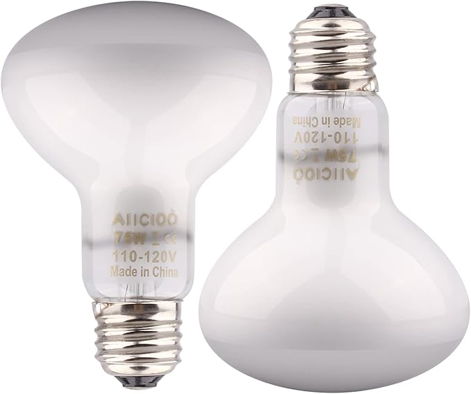 Aiicioo Reptile Basking Light Bulb - 75W Reptile Heat Lamp 2 Pack UVA Daylight Amphibians Basking Bulb for Bearded Dragon Turtle Hermit Crab Gecko Lizard Daylight