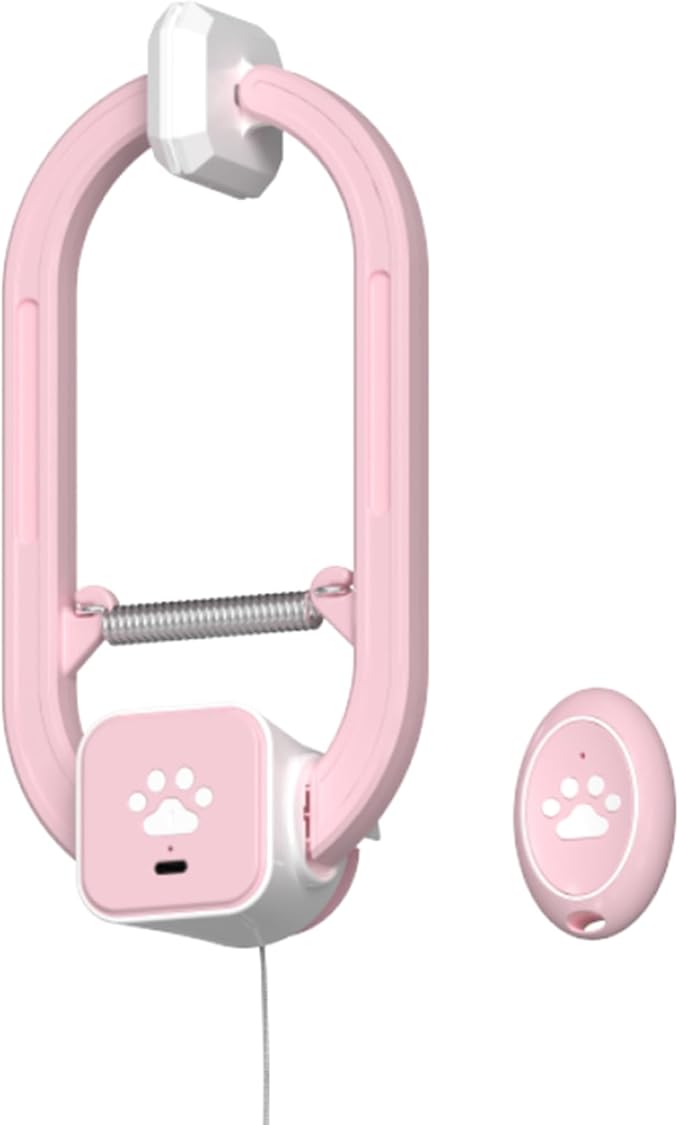 Rechargeable Electric Cat Teaser with Remote – Interactive Door Clip Toy for Cats, 2 Motion Modes (360° Spin & Irregular Jumping), Smart Auto Cat Toy for Exercise & Fun (Pink)