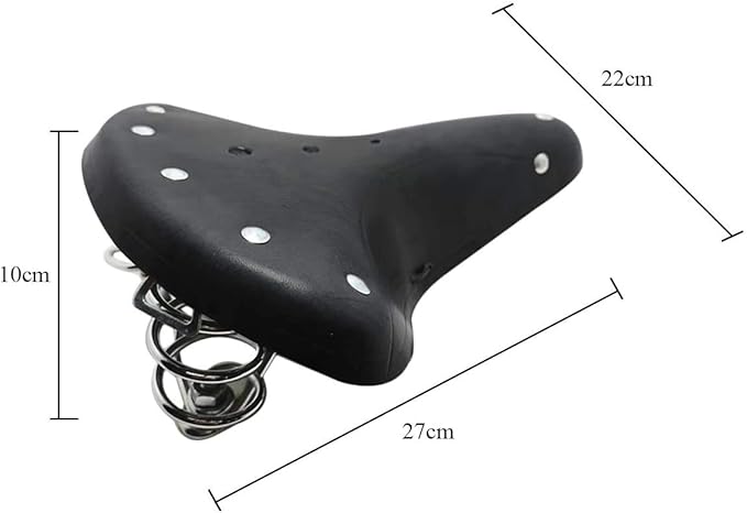 UNISTRENGH English Vintage Bicycle Saddle Touring City Saddle Comfortable Comfort Leather Bicycle Seat with Spring Rivets for Women Men