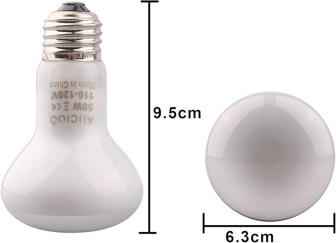 Aiicioo Reptile Basking Light Bulb - 50W Reptile Heat Lamp 2 Pack UVA Daylight Amphibians Basking Bulb for Bearded Dragon Turtle Hermit Crab Gecko Lizard Daylight