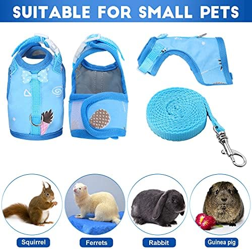 Weewooday 3 Pieces Guinea Pig Harness with Leash Small Pet Harness Fruit Plaid Pattern Adjustable Padded Walking Vest for Pet Hamster Squirrel Animals(Pineapple, Blue, Green Plaid,Small)