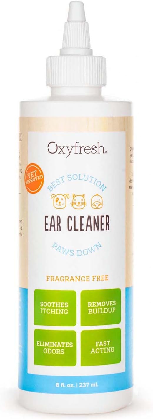 Oxyfresh Advanced Pet Ear Cleaner - Best Dog Ear Cleaner Solution - Helps with Yeast, Wax, Dirt & Itchy Ear Canal - Cleaning, Soothing, & Sting-Free Dog Ear Wash & Cat Ear Rinse 8oz
