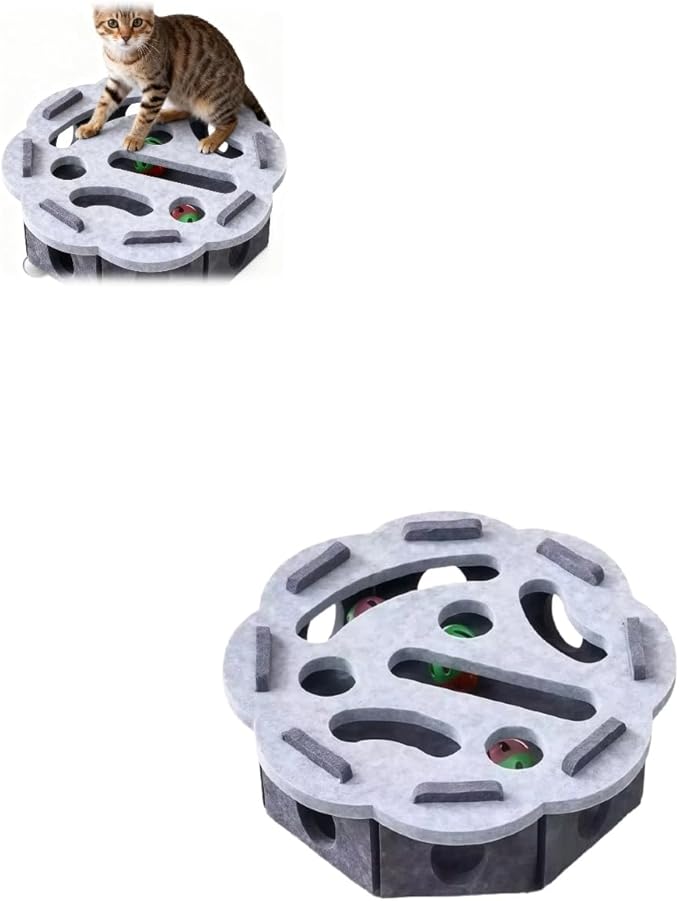 Interactive Cat Scratch Box with Nail File & Slow Feeder - Puzzle Enrichment Toy for Indoor Cats Mental Stimulation