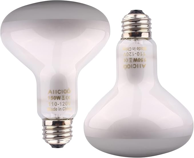 Aiicioo Reptile Basking Light Bulb - 150W Reptile Heat Lamp 2 Pack UVA Daylight Amphibians Basking Bulb for Bearded Dragon Turtle Hermit Crab Gecko Lizard Chicken