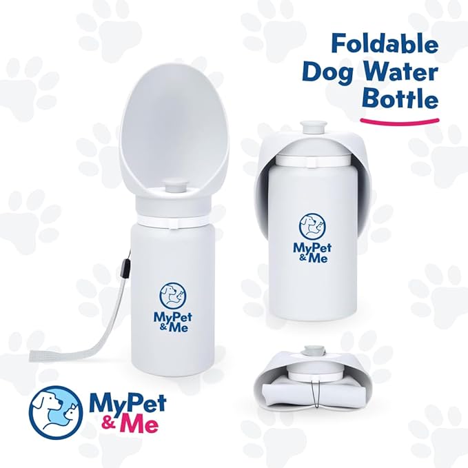My Pet & Me Foldable Dog Water Bottle - 550ml/18.5oz - Leakproof Travel Bottle for Dogs with Foldable Drinking Bowl - Compact, Lightweight & Durable Hydration Solution for Dogs On-The-Go
