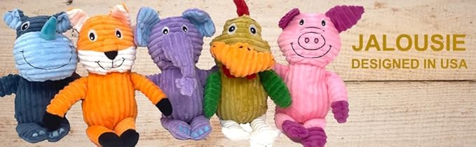 Jalousie Multipack Dog Squeaky Toys Strong Almost Indestructible, with Added Liner for Longer Play Dog Chew Toys (Medium to Large Breeds, 5 Pack Corduroy)