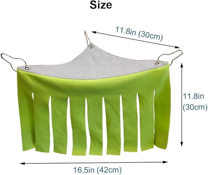 RIOUSSI Guinea Pig Hideout Hideaway Corner Fleece Toys Cage Accessories with Reversible Sides, Geo/Gray+Green, 2 Pack