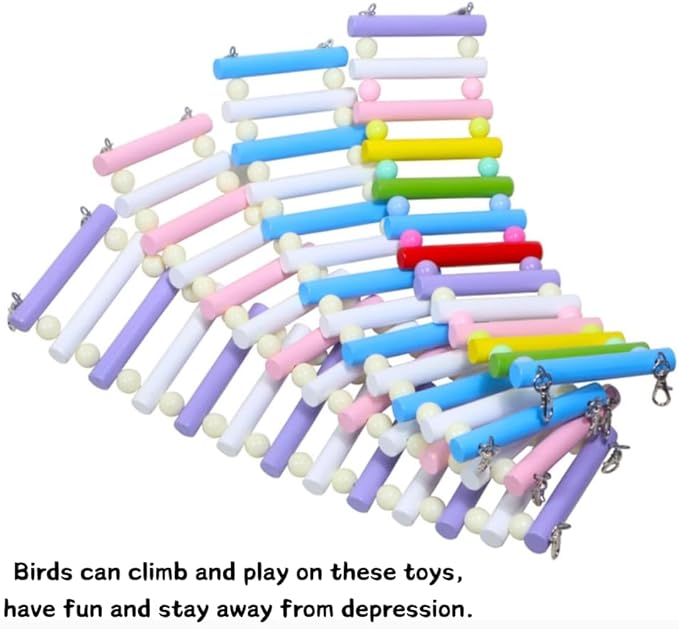 3PCS Bird Toys Bird Foraging Toys Chewing Hanging Birdcage Swing Cage Accessories Parrot Climbing Ladder for Conure Parakeet Cockatiel Budgies Lovebird Parrotlet (Purple)