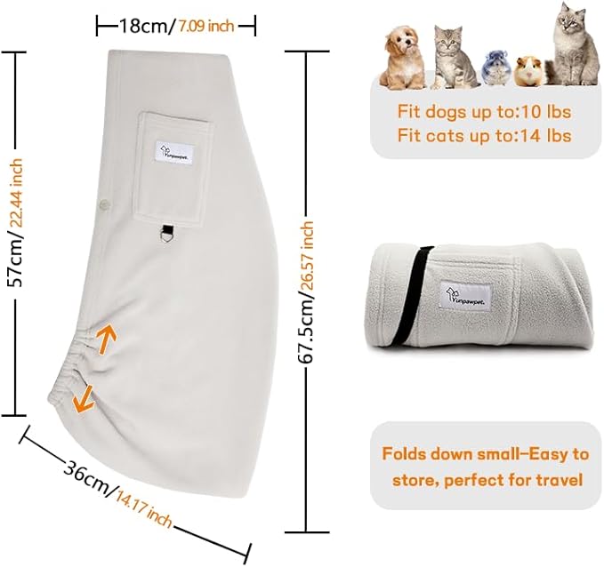 Dog Sling Carrier for Cats and Small Dogs – Hands Free Pet Sling with Adjustable Safety Strap & Buckle, Soft Cat Sling Carrier for Snuggling, Portable Dog Carrier Sling (Large, Grey)