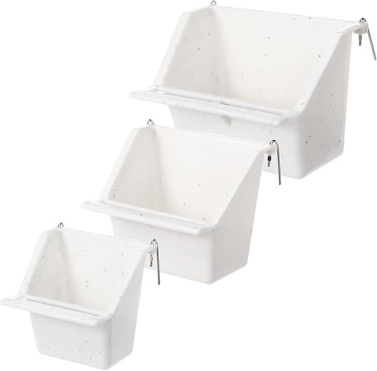 LemonRoad 3 Pcs Bird Cage Feeders Winged Plastic Cup Universal Cage Waterer Milky White Food Dishes Bowl Pet Supplies Accessories for Small Bird