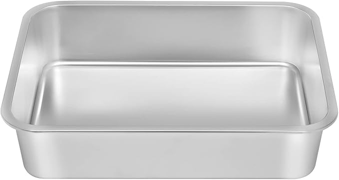 Kichwit Stainless Steel Cat Litter Box, Kitten Litter Tray, Metal Cat Litter Pan, Non Stick Smooth Surface, Easy to Clean (17.5" L x 13.5" W x 4" H)