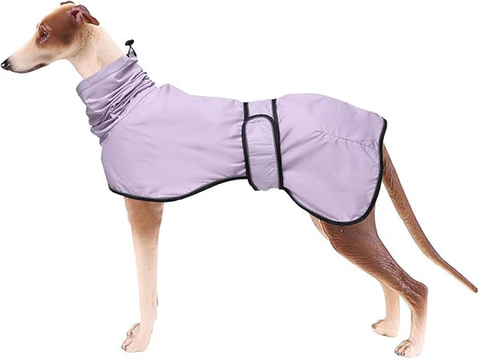 Dog Raincoat with Reflective Bar, Rain/Water Resistant, Adjustable Vest - Dog Raincoats for Greyhounds, Lurchers and Whippets - Purple - L
