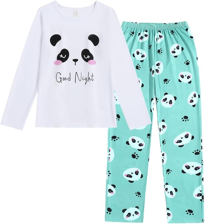 YIJIU Women's Sleepwear Long Sleeve Top and Pants Pajama Set Panda Print Nighty