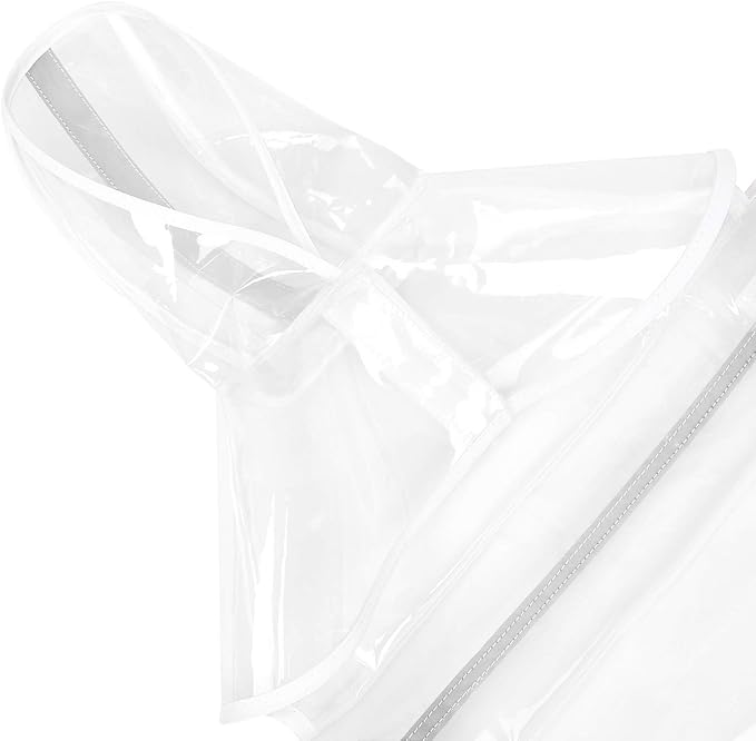HDE Dog Raincoat Jacket Reflective Adjustable Hooded Pet Poncho Rain Coat with Leash Hole for Small to X-Large Dogs Clear - S
