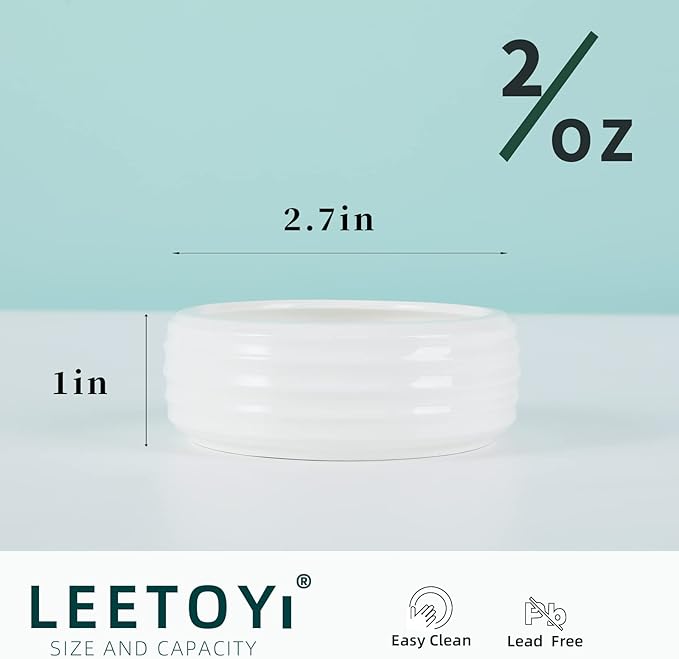Reptile Food Bowls Ceramic Mini Round Reptile Water Food Dish, Pet Food Bowl for Lizards, Small Snakes, Young Bearded Dragons, Gecko Tortoise Spider (White, Small-2Pack)