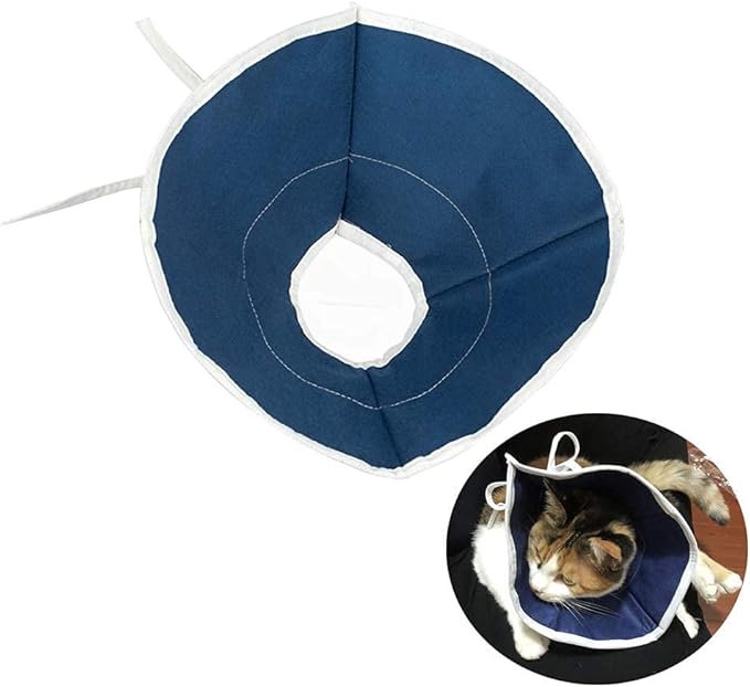 Soft Cat Recovery Collar Cat Cone E Collar Nonwoven Fabric Elizabethan Collar Loops-Protective Wound Healing Specially Designed for Cats and Puppies - Easy to Eat and Drink (M)