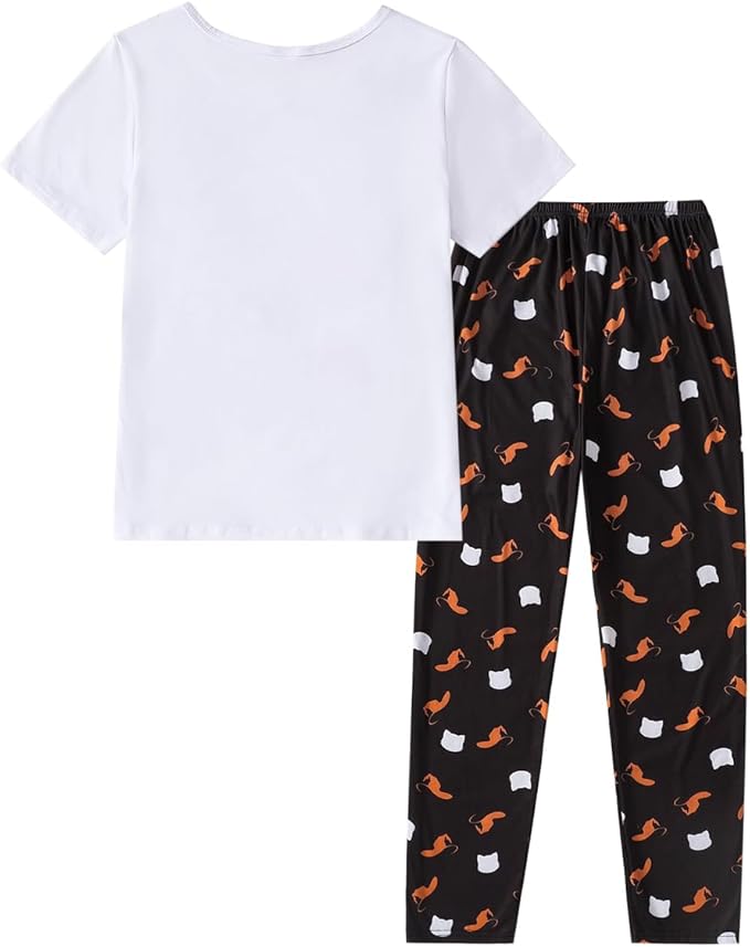 YIJIU Women's Summer Cute Cartoon Print Top and Pant Pajama Set Lounge Sleepwear