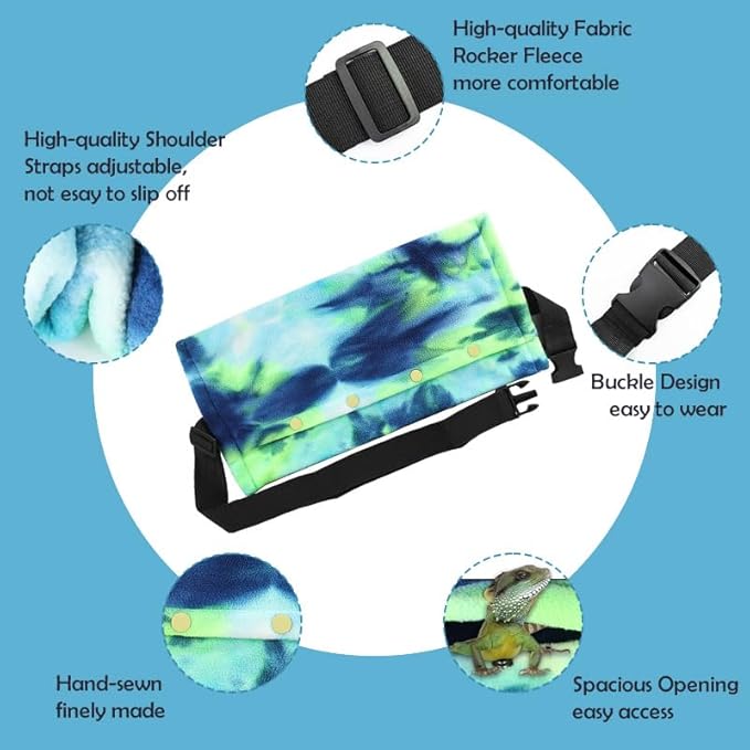 Small Animal Sling Carrier,Small Animal Bag for Bearded Dragons Lizards and Reptile with Adjustable Strap Tow Rope 3 Sizes Pack + Small Animal Sling Carrier（Teal）