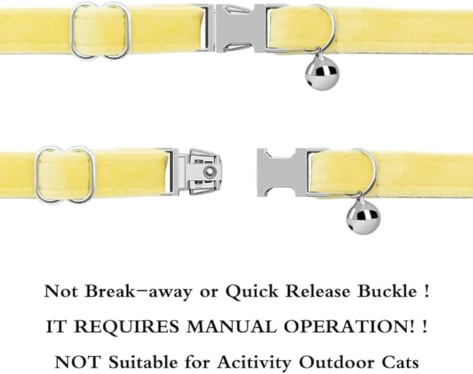 Personalized Cat Collar with Name Plate,Adjustable Tough Nylon Cat ID Collars with Bell,Customize Engraved Pet Name and Phone Number (Velvet Style E)